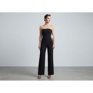 Black Strapless Twist Front Wide Leg Jumpsuit Medium episode